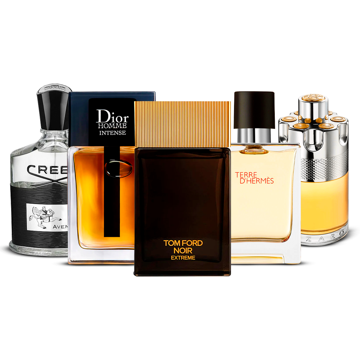 Set di 5 profumi – Creed Aventus, Dior Homme Intense, Tom Ford Noir Extrême, Terre d'Hermès e Azzaro Wanted